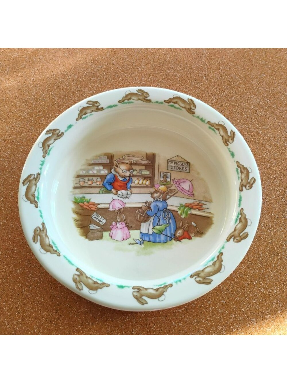 Royal Doulton Bunnykins Vintage Baby Bowl, Mr. Piggly's Stores 1960s Bone China